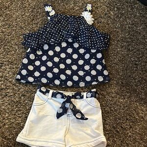 Carter's Navy Polka Dot Top and White Shorts Set
